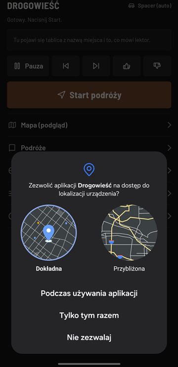 Location permission prompt: While using the app
